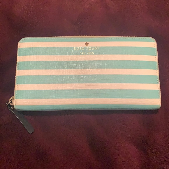 Kate Spade Blue Striped Zip Wallet - Picture 2 of 14